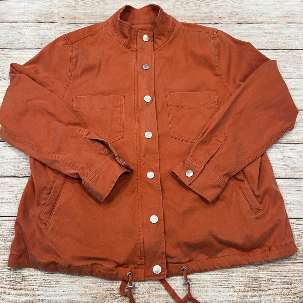 Liverpool Los Angeles Women's Rust Orange Utility‎ Jacket Snap Button XL